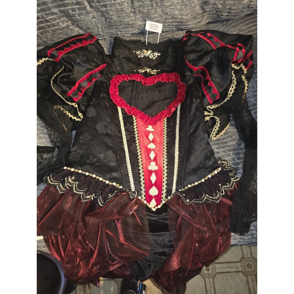 Red Queen Hearts Cosplay Costume Gothic Lingerie Bodysuit Women MED Miccostumes - Picture 16 of 16